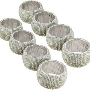 NEW Textured Silver Napkin Rings Set
